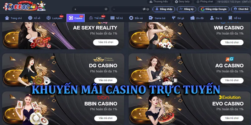 Cách thức tham gia khuyến mãi casino trực tuyến EE88